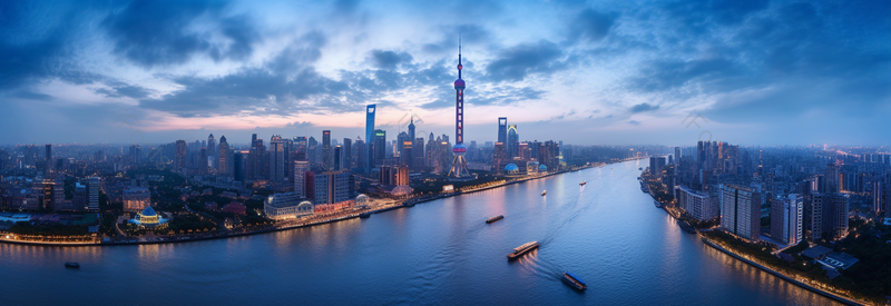 航拍上海城市地标建筑傍晚夜景,高清,摄影图,摄影图片,图片大全,摄影图免费下载